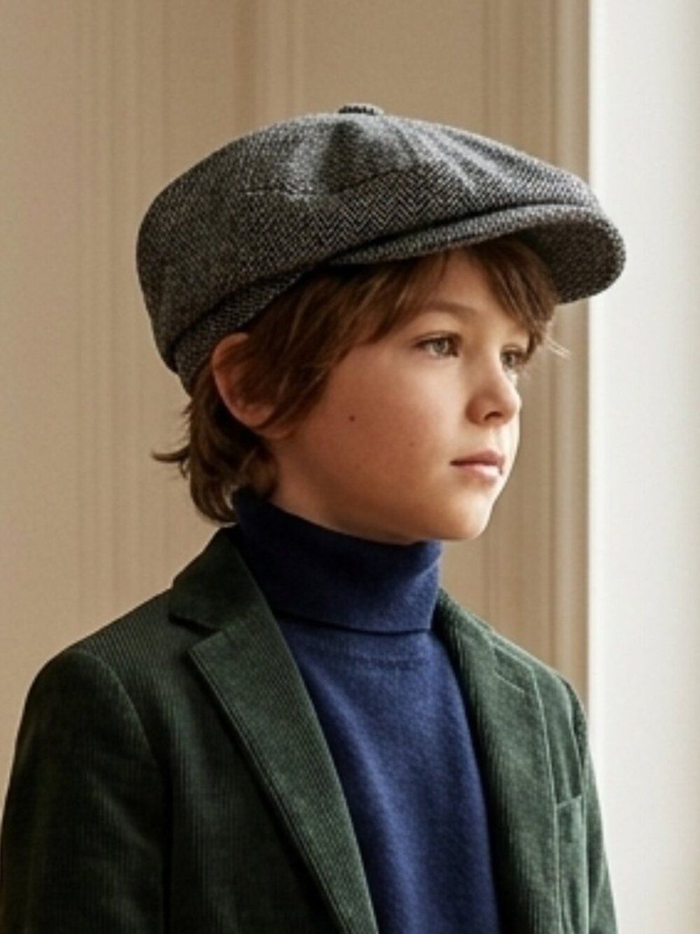 The Children's Place Herringbone Newsboy Cap - 100% Cotton - Size L 10+